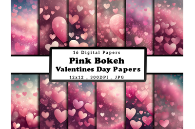 Pink Hearts Valentine Day Digital Papers