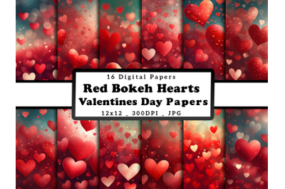 Red Hearts Valentine Day Digital Papers
