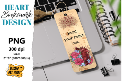 Flowers Heart Bookmark printable. Read your heart out