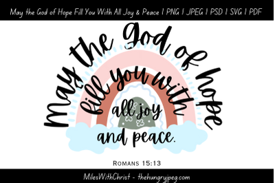 Romans 15:13 God of Hope fill with Joy Bible Verse, PNG, JPG, PSD, SVG