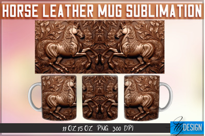 Horse Leather Mug Sublimation | 11 oz 15 oz Mug | PNG File