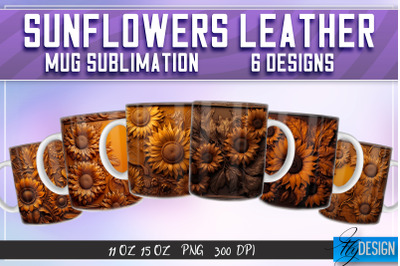 Sunflowers Leather Mug Sublimation | 11 oz 15 oz Mug | PNG File