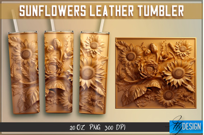 Sunflowers Leather Tumblers Wrap 20 oz | PNG File | 300 DPI