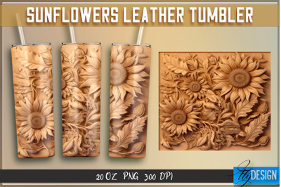 Sunflowers Leather Tumblers Wrap 20 oz | PNG File | 300 DPI