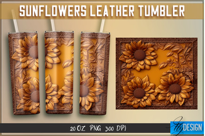 Sunflowers Leather Tumblers Wrap 20 oz | PNG File | 300 DPI