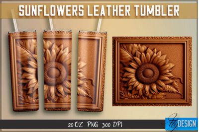 Sunflowers Leather Tumblers Wrap 20 oz | PNG File | 300 DPI