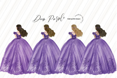 Deep Purple Princess Clipart, Purple Lilac Quinceanera