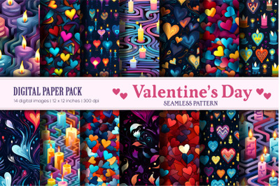 Seamless patterns for Valentine&#039;s Day. Digital paper.