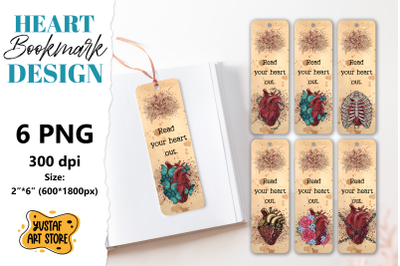 Anatomical Heart Bookmark 6 design. Read your heart out