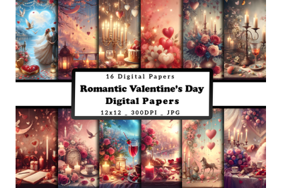 Romantic Valentine&#039;s Day Digital Papers