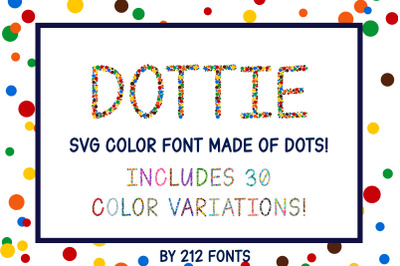 212 Dottie Color SVG OTF Font Family, 30 color combinations