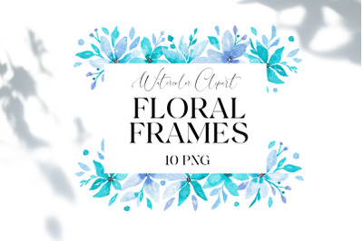 Watercolor floral frames clip art