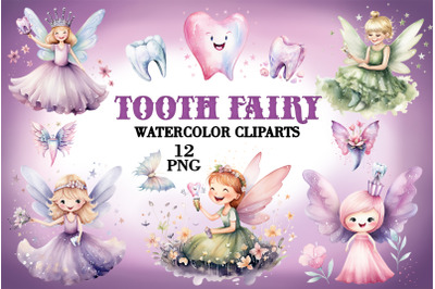 Tooth fairy watercolor clipart