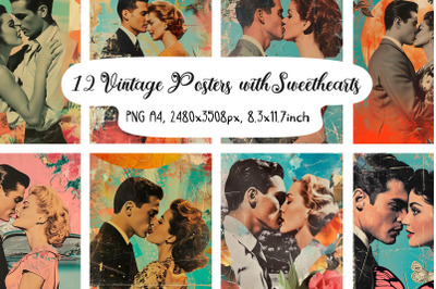 12 Vintage Posters with Sweethearts