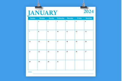 2024 Square COLOR Calendar Template