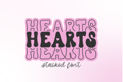 HEARTS STACKED Cute Retro Valentine&#039;s Day Font