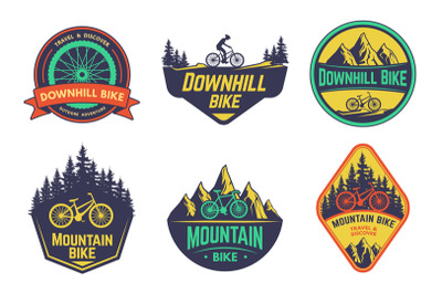 Mountain bikes badge of bicycle mountain emblem