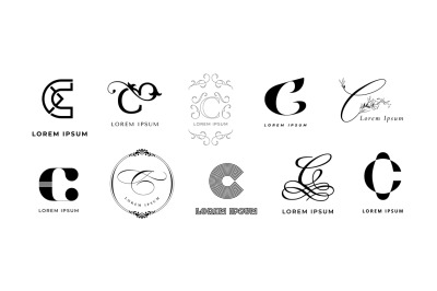 Creative C emblem. Letter c monogram for custom craft, coffee cafe and