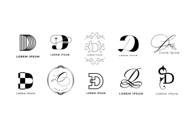 Creative D emblem. Letter d monogram decorative design for dance schoo
