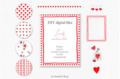 Valentines day card watercolor clipart