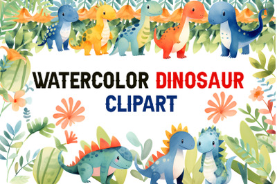 Dinosaur Watercolor Clipart PNG Collection for Vibrant and Playful Des