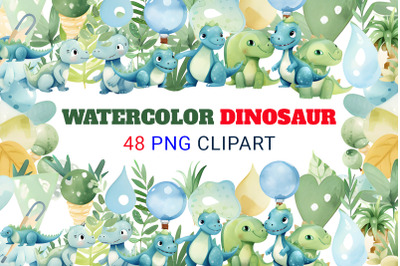 Dinosaur Watercolor Clipart PNG Collection for Vibrant and Playful Des