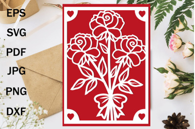 Greeting card cut out of paper, svg holiday template