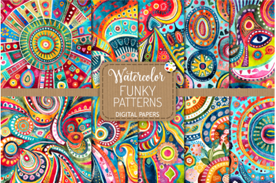 Funky Patterns Set 2 - Watercolor Folk Art Boho Designs