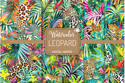 Leopard Set 2 - Watercolor Digital Paper Illustrations