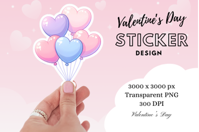 Heart Balloons Valentine&#039;s Day Sticker