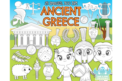 Ancient Greece Digital Stamps (Lime and Kiwi Designs)