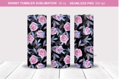 Roses with blue leaves Tumbler Wrap | Tumbler Sublimation