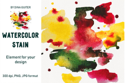 Vibrant Colorful Watercolor Stain Spot PNG