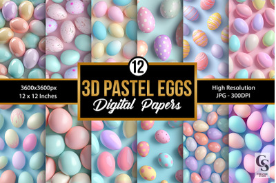 Pastel 3D Eggs Seamless Patterns