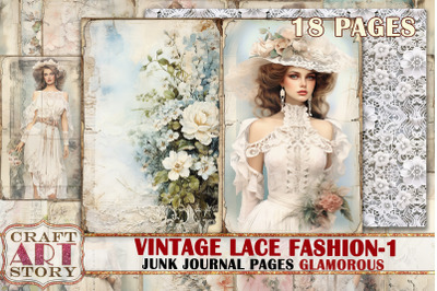 Vintage lace fashion Junk Journal Kit part 1 Glamorous