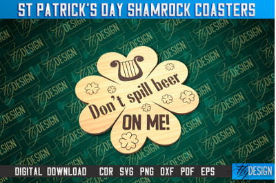 St. Patrick&#039;s Day Shamrock Coasters | Laser Cutting File | CNC File