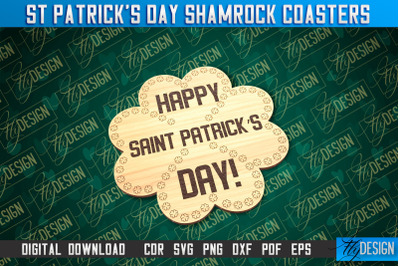 St. Patrick&#039;s Day Shamrock Coasters | Laser Cutting File | CNC File