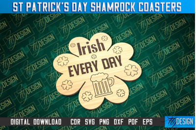 St. Patrick&#039;s Day Shamrock Coasters | Laser Cutting File | CNC File