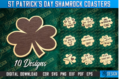 St. Patrick&#039;s Day Shamrock Coasters | Laser Cutting File | CNC File