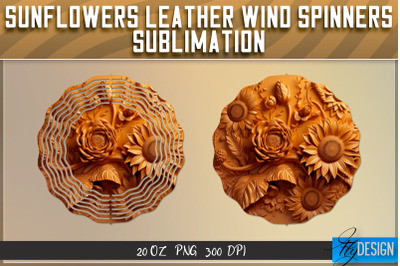 Sunflowers Leather Wind Spinners Sublimation | PNG Design