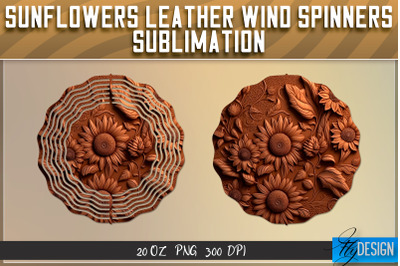 Sunflowers Leather Wind Spinners Sublimation | PNG Design