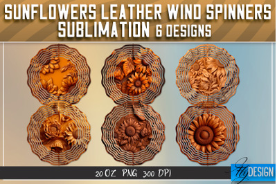 Sunflowers Leather Wind Spinners Sublimation | PNG Design