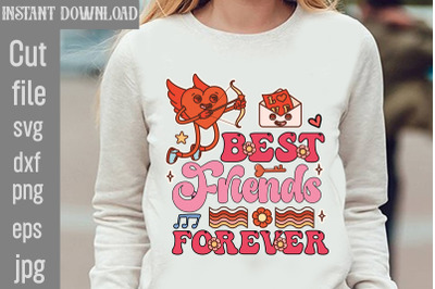 Best Friends Forever SVG cut file,Valentines Sublimation Design, Heart
