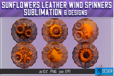 Sunflowers Leather Wind Spinners Sublimation | PNG Design