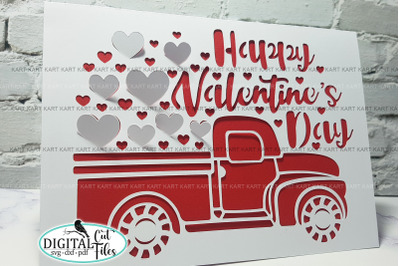 3D Pop-up Valentines day card svg Car with hearts card svg