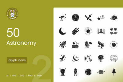 50 Astronomy Glyph Icons