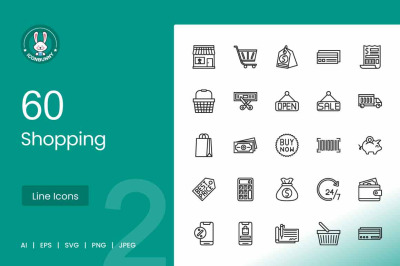 60 Shopping Line Icons