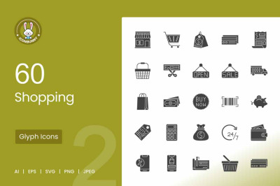 60 Shopping Glyph Icons