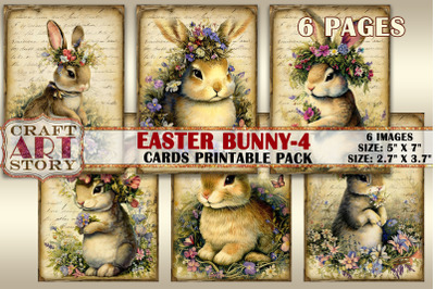 Vintage Easter Bunny Collage picture cards Atc ACEO-4