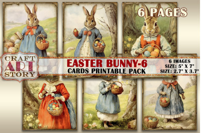 Vintage Easter Bunny Collage picture cards Atc ACEO-6